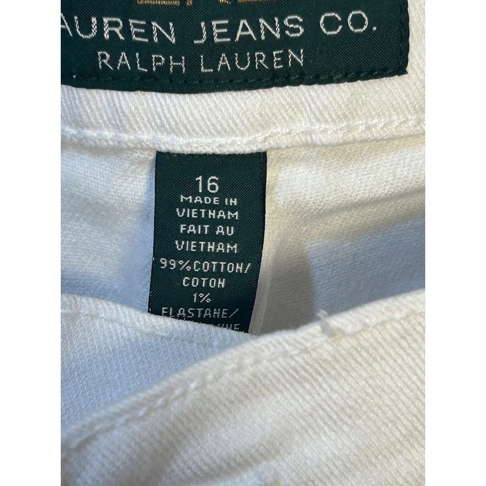 LRL Ralph Lauren Jeans Co White Denim Cropped Capris Pants Women Size 16 Preppy - Picture 3 of 6